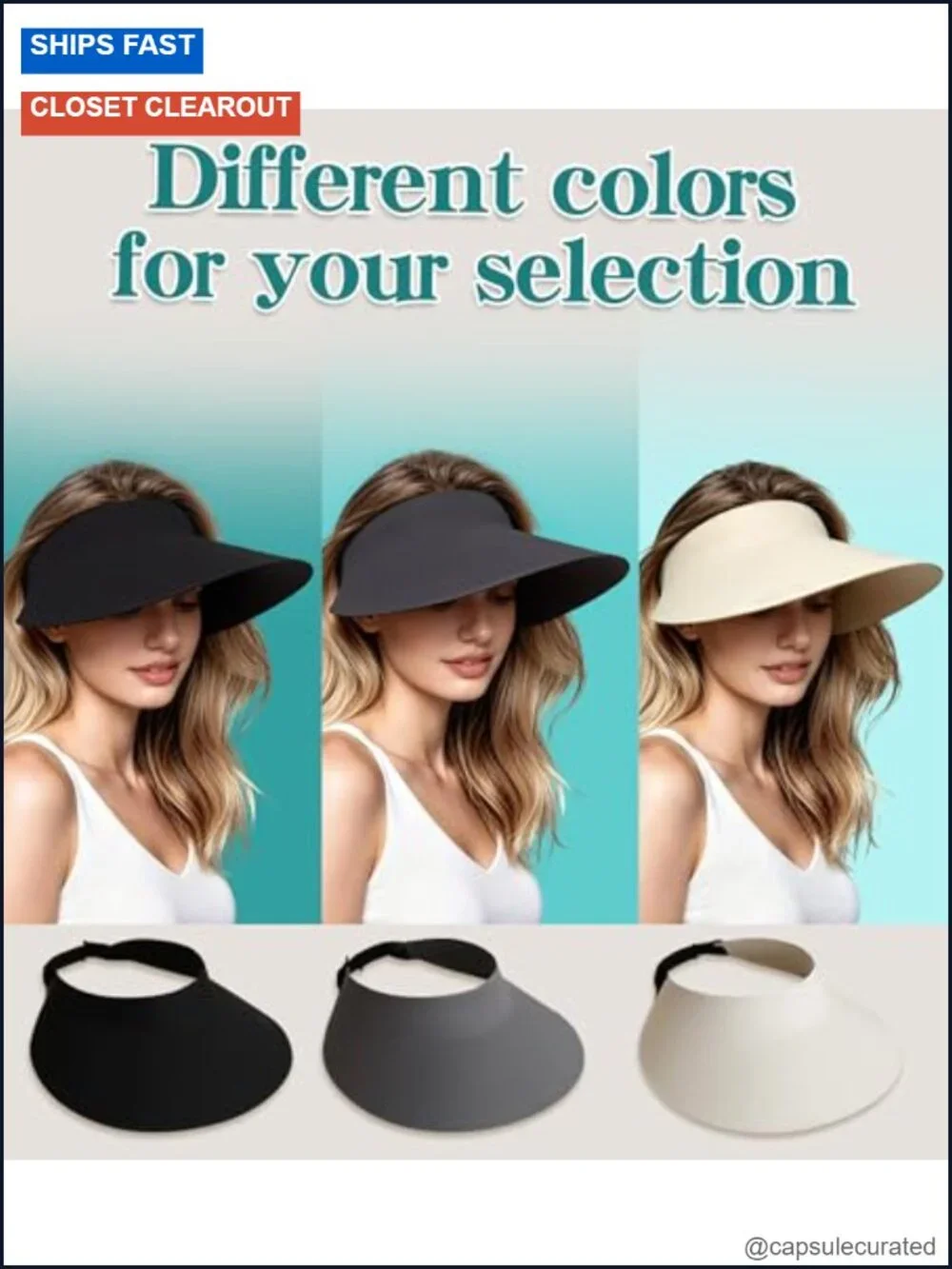 Women's Wide Brim Sun Visor UPF 50+ Foldable Beach Hat with Adjustable Headband